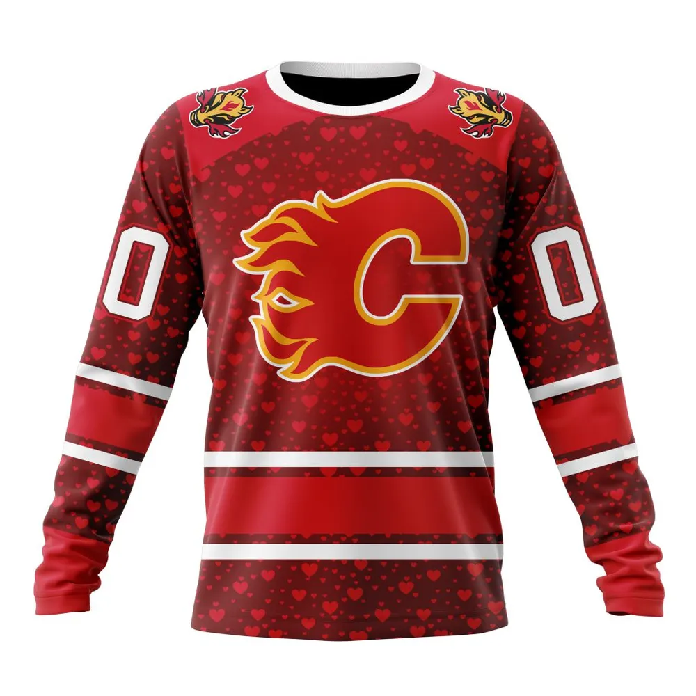 NHL Calgary Flames Special Gift For Valentines Day St2401 Long Sleeved Sweatshirt 