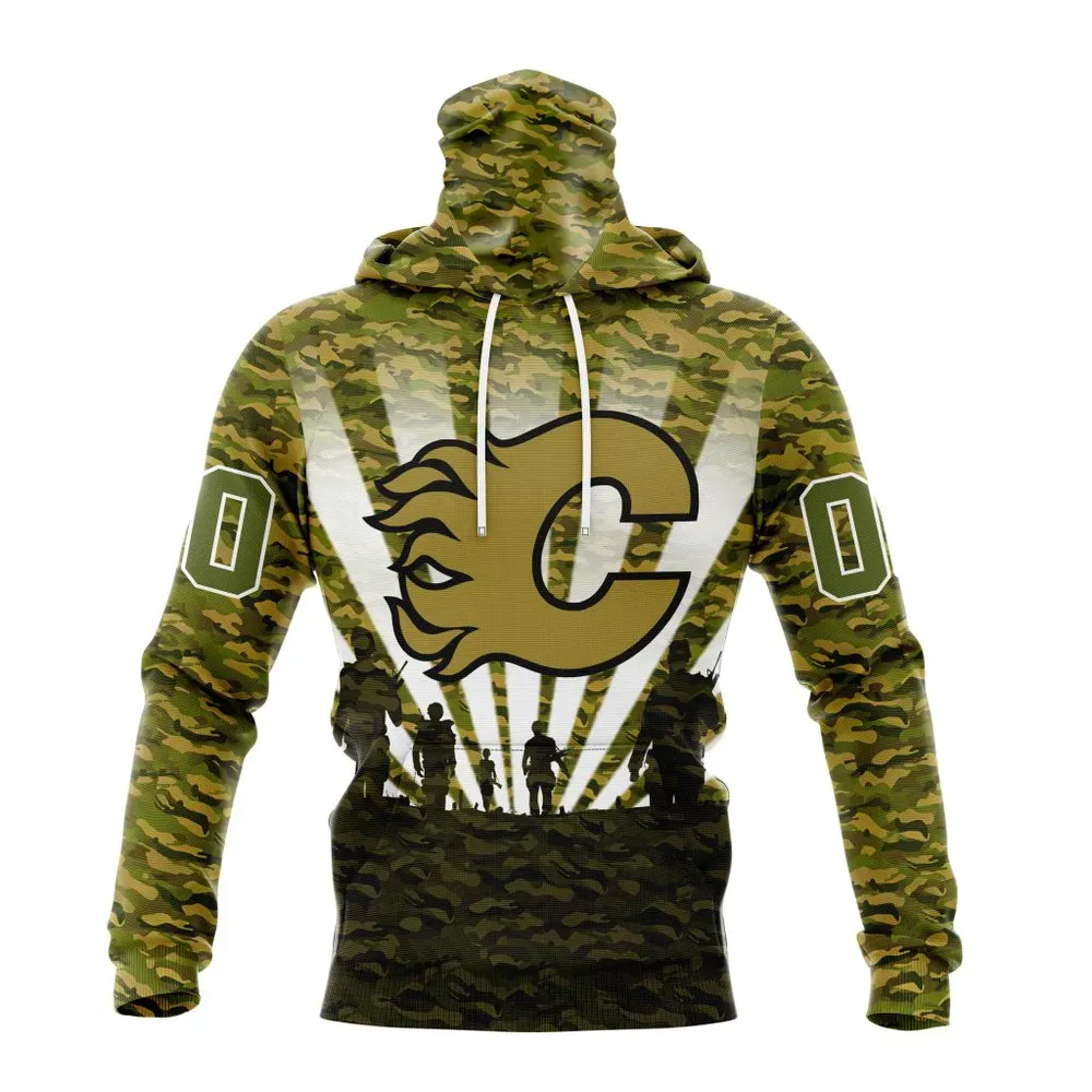 NHL Calgary Flames Special Military Camo Kits For Veterans Day And Rememberance Day St2201 Mask Hoodie