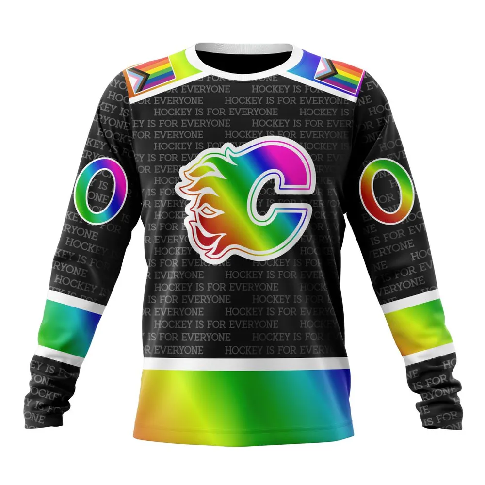 NHL Calgary Flames Special Pride Design Hockey Is For Everyone Long Sleeved Sweatshirt 