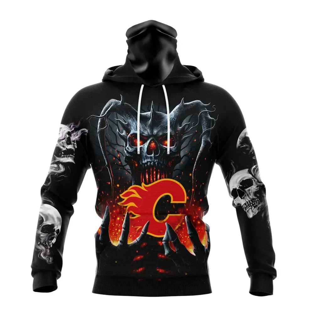 NHL Calgary Flames Special Skull Art Design St2301 Mask Hoodie