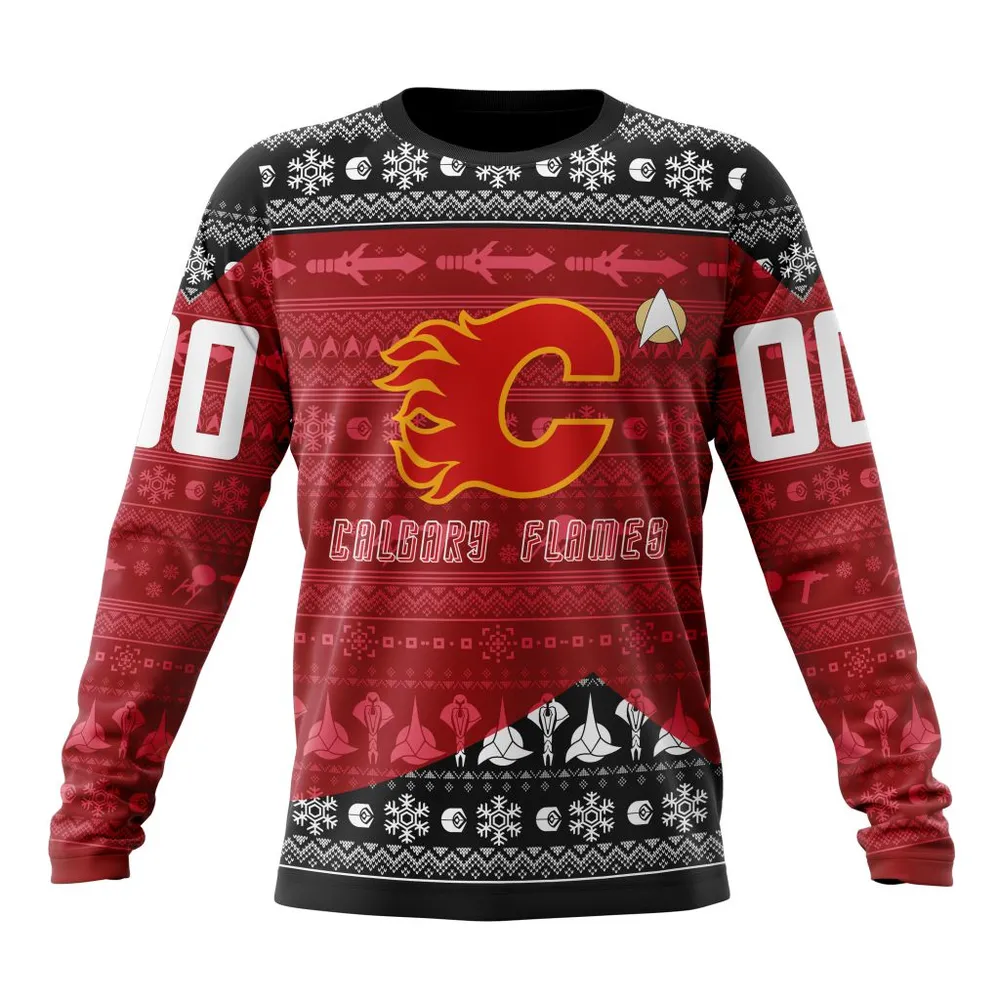 NHL Calgary Flames Special Star Trek Design St2201 Long Sleeved Sweatshirt 