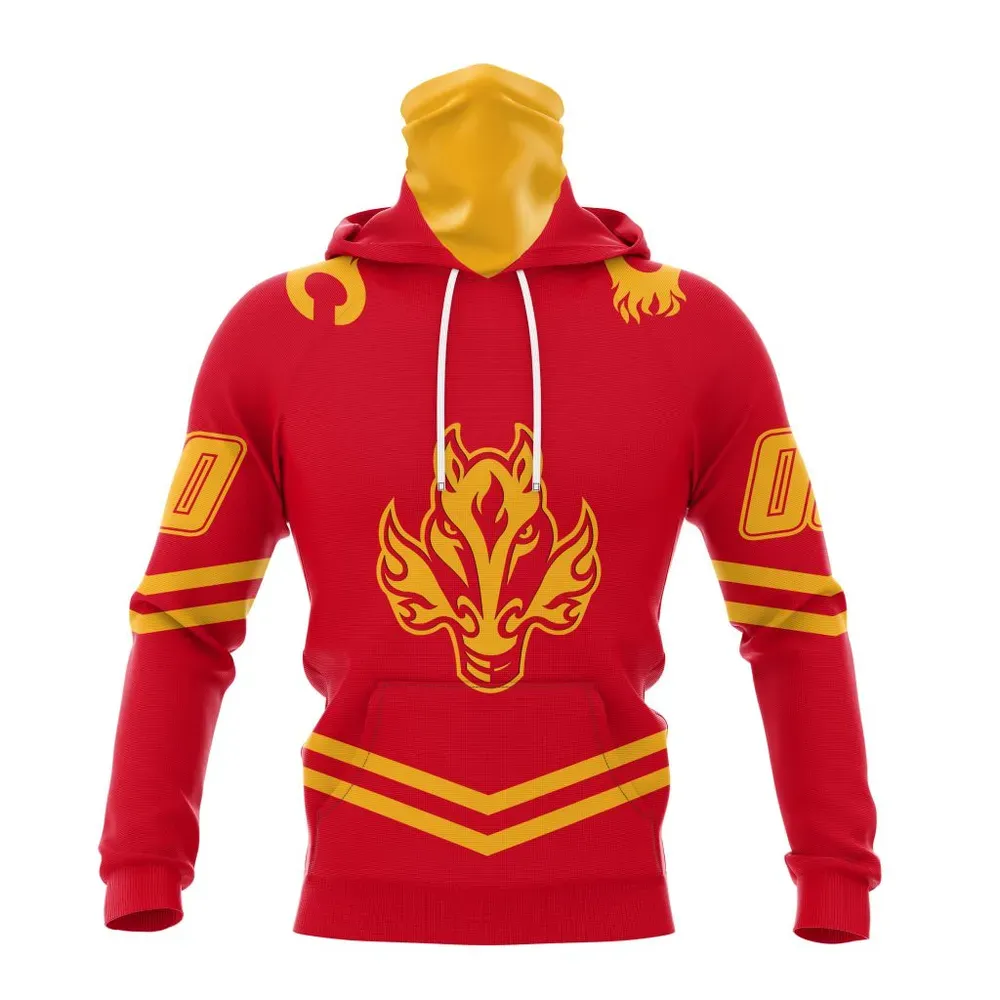 NHL Calgary Flames Special Two-Tone Design St2401 Mask Hoodie