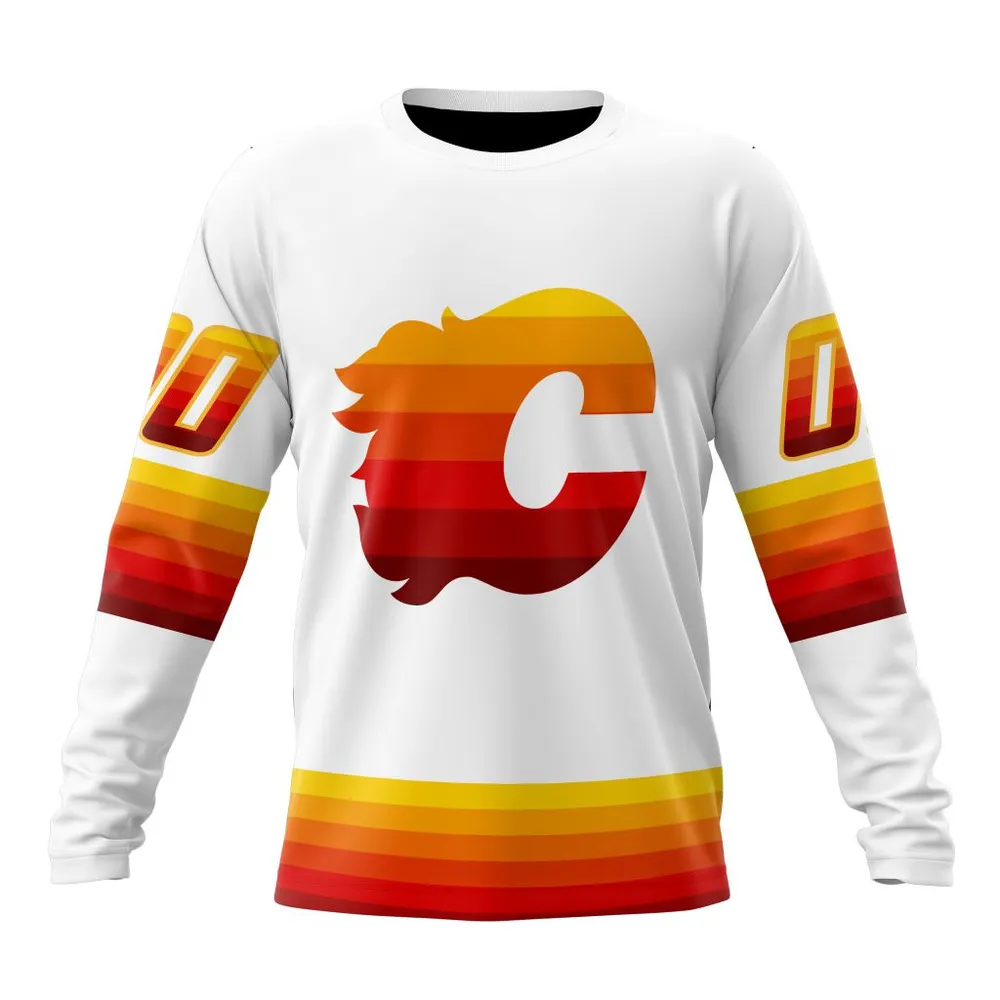 NHL Calgary Flames Special Whiteout Design St2401 Long Sleeved Sweatshirt 