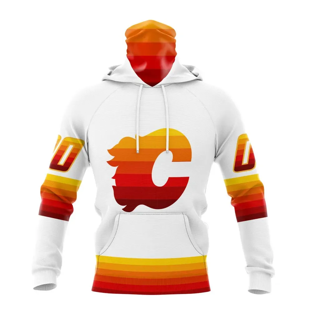 NHL Calgary Flames Special Whiteout Design St2401 Mask Hoodie