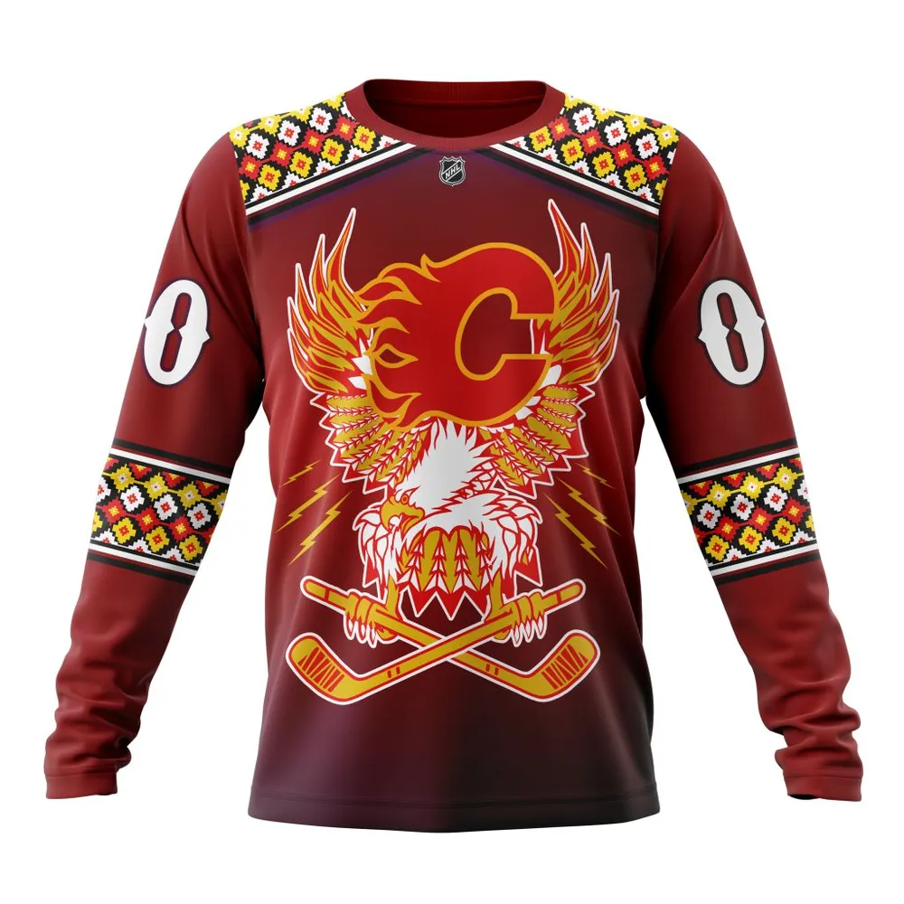 NHL Calgary Flames | Specialized Celebrate Indigenous Culture With Specialized Wasac Night V0122 Long Sleeved Sweatshirt 