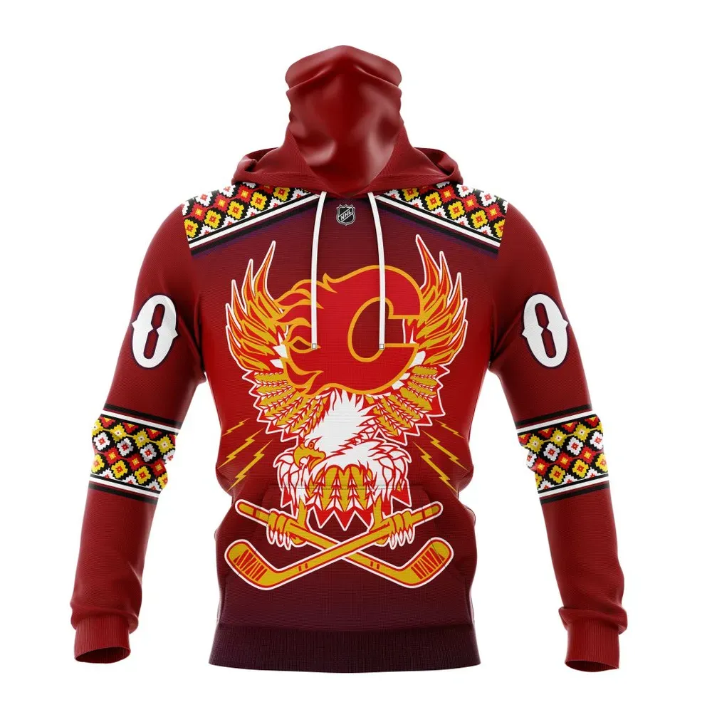 NHL Calgary Flames | Specialized Celebrate Indigenous Culture With Specialized Wasac Night V0122 Mask Hoodie