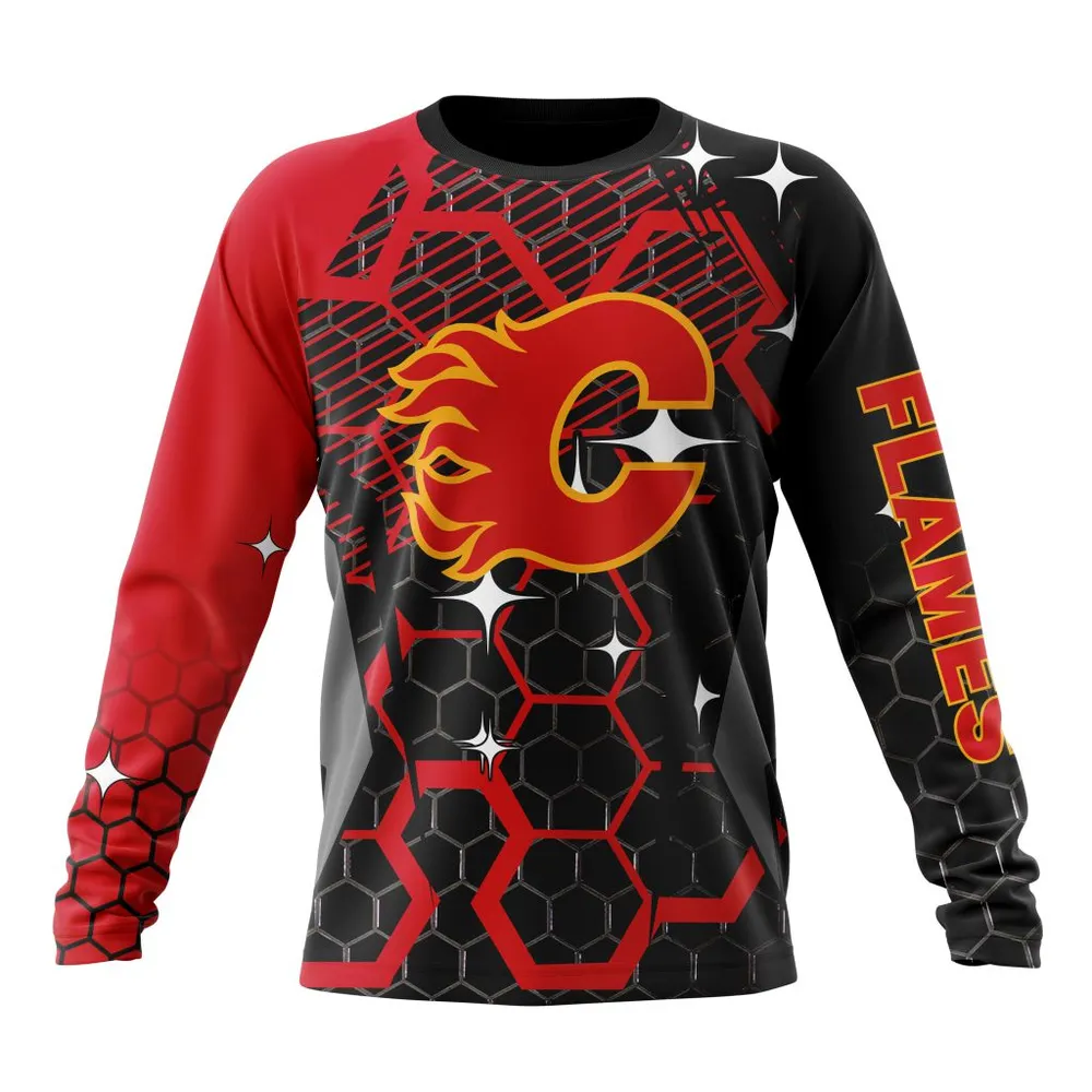 NHL Calgary Flames | Specialized Design With Motocross Syle V0222 Long Sleeved Sweatshirt 