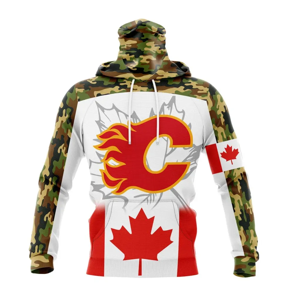 NHL Calgary Flames | Specialized Design With Our Canada Flag Mask Hoodie