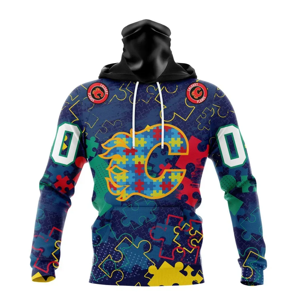 NHL Calgary Flames | Specialized Fearless Aganst Autism Mask Hoodie