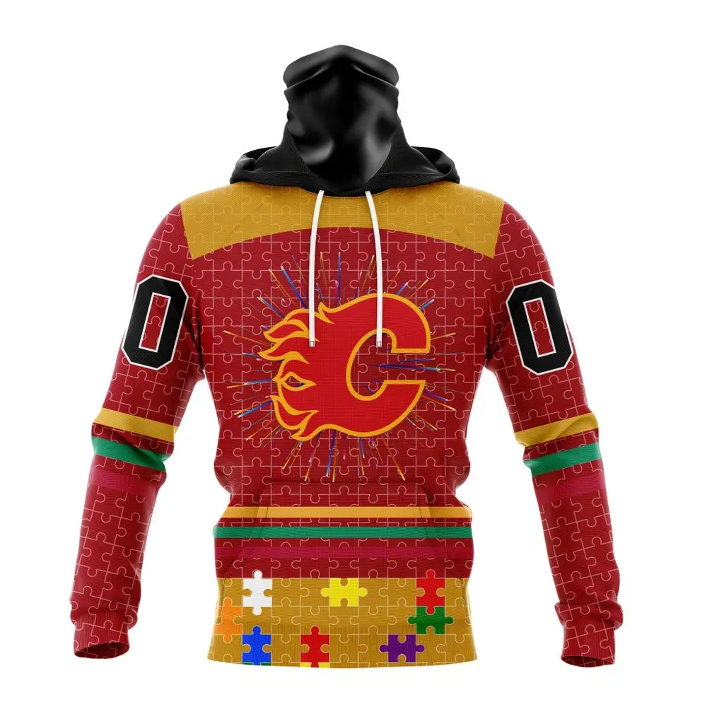 NHL Calgary Flames | Specialized Fearless Aganst Autism V0122 Mask Hoodie