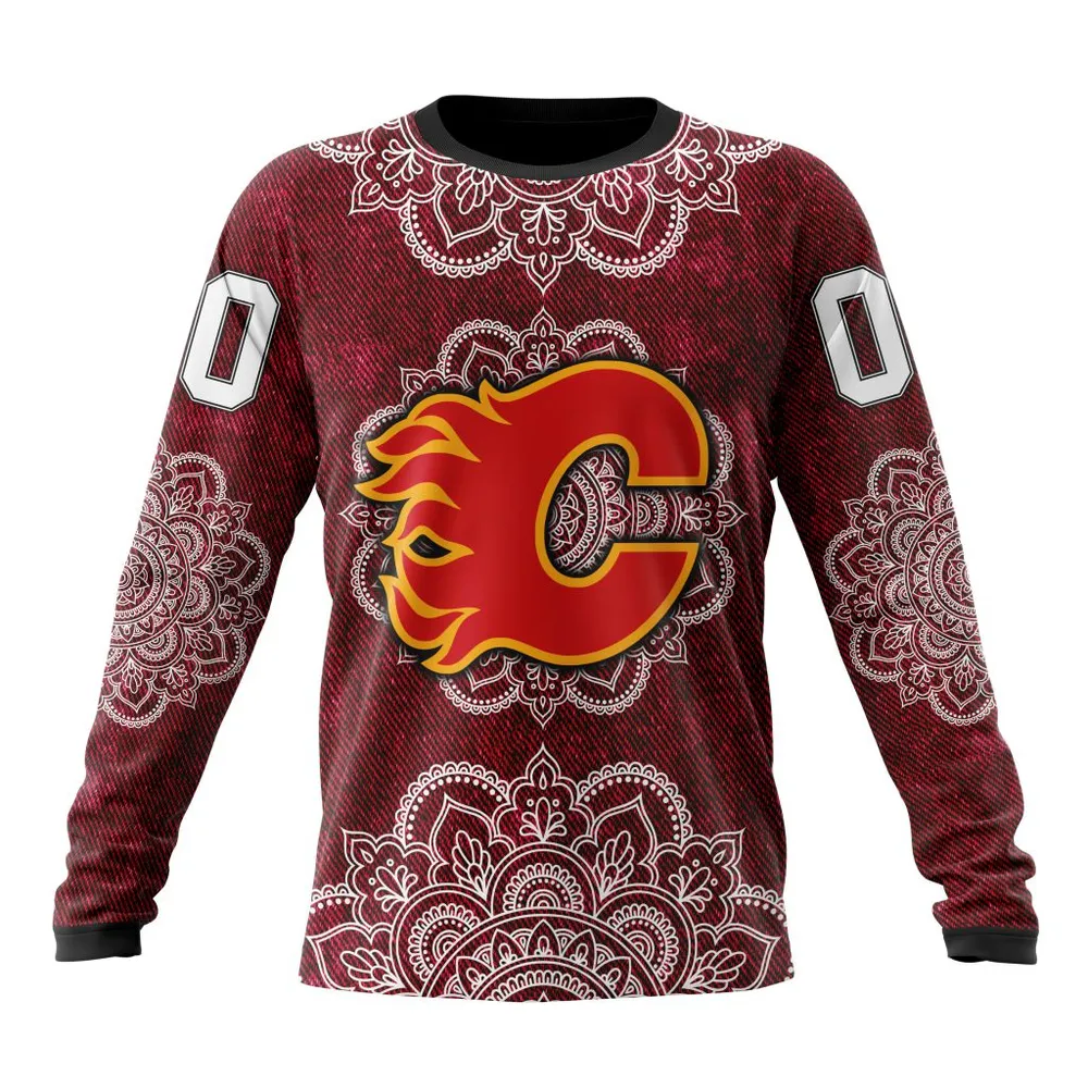 NHL Calgary Flames | Specialized Mandala Style St2201 Long Sleeved Sweatshirt 