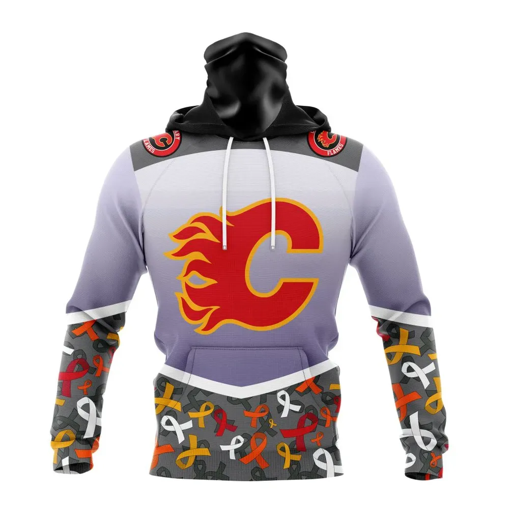 NHL Calgary Flames | Specialized Sport Fights Again All Cancer V0122 Mask Hoodie