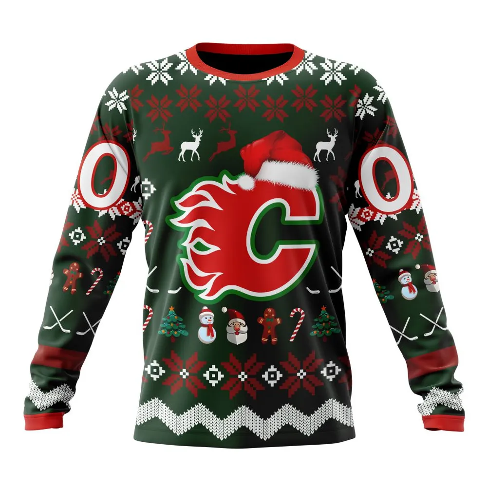 NHL Calgary Flames | Specialized Unisex Christmas Is Coming Long Sleeved Sweatshirt 