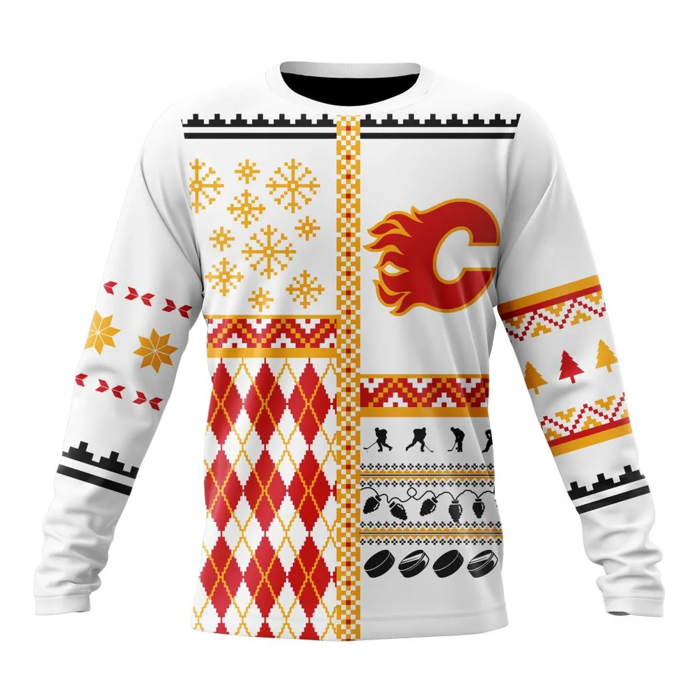 NHL Calgary Flames | Specialized Unisex Christmas Is Coming V01 Long Sleeved Sweatshirt 