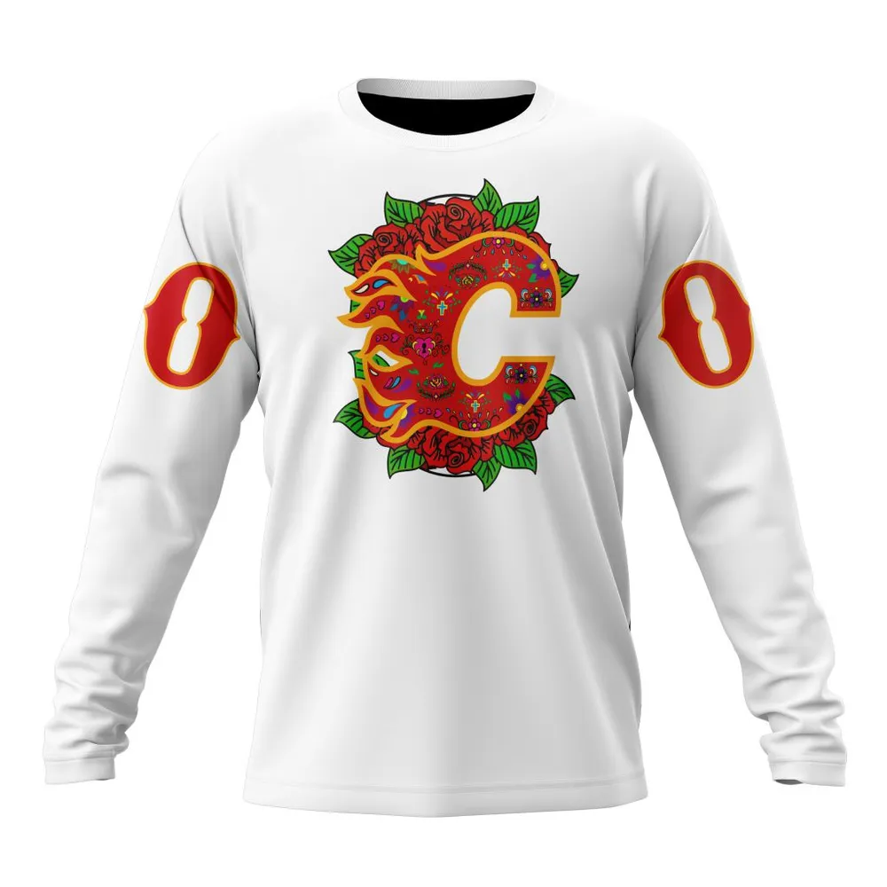 NHL Calgary Flames | Specialized Unisex Kits Dia De Muertos Long Sleeved Sweatshirt 