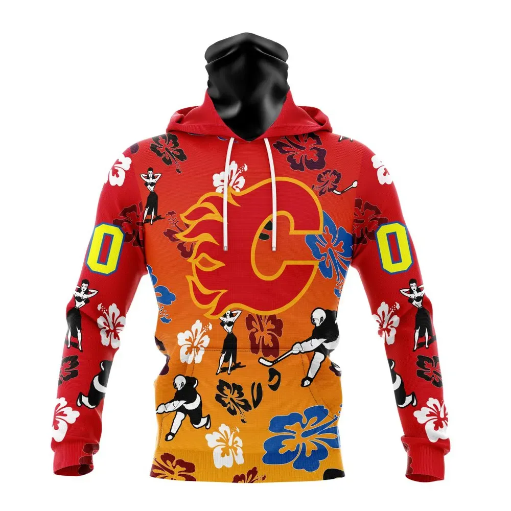 NHL Calgary Flames X Hawaii Specialized Design For Hawaiia V0122 Mask Hoodie