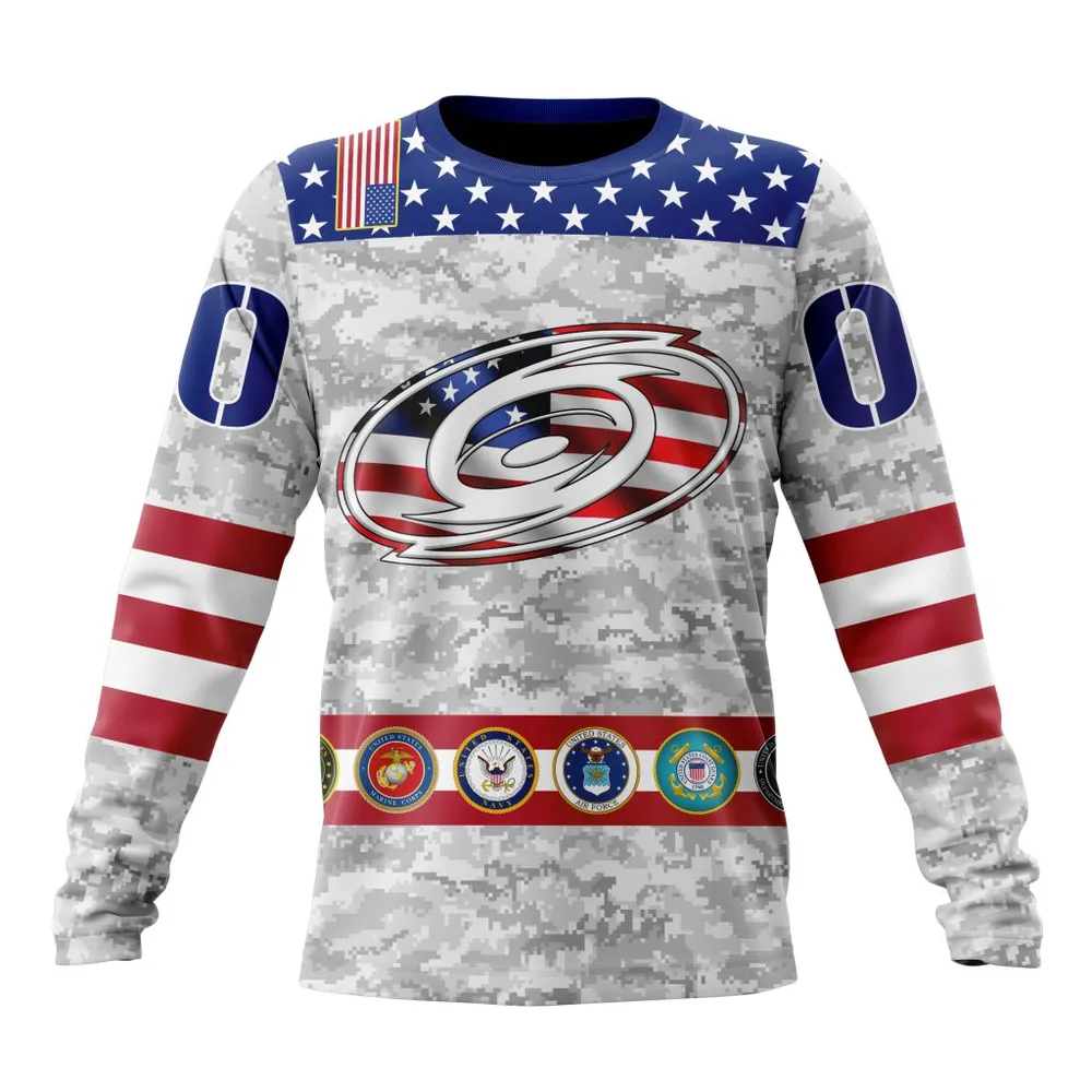 NHL Carolina Hurricanes Armed Forces Appreciation St2201 Long Sleeved Sweatshirt 