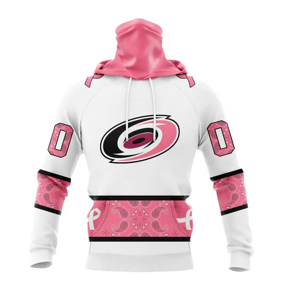 NHL Carolina Hurricanes In Classic Style With Paisley! In October We Wear Pink Breast Cancer Mask Hoodie