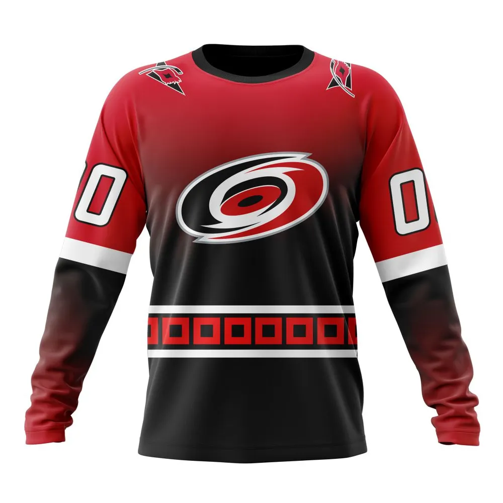 NHL Carolina Hurricanes Personalize Gradient Series Concept St2301 Long Sleeved Sweatshirt 