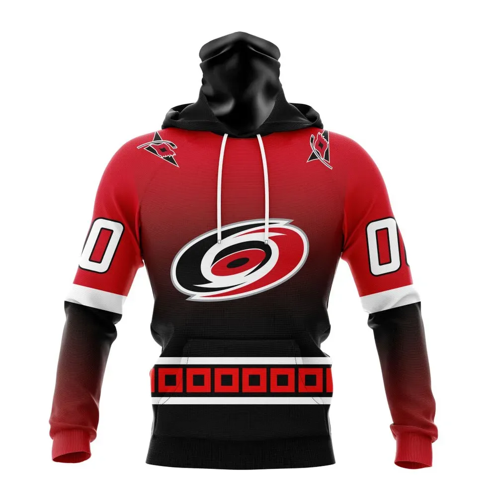 NHL Carolina Hurricanes Personalize Gradient Series Concept St2301 Mask Hoodie