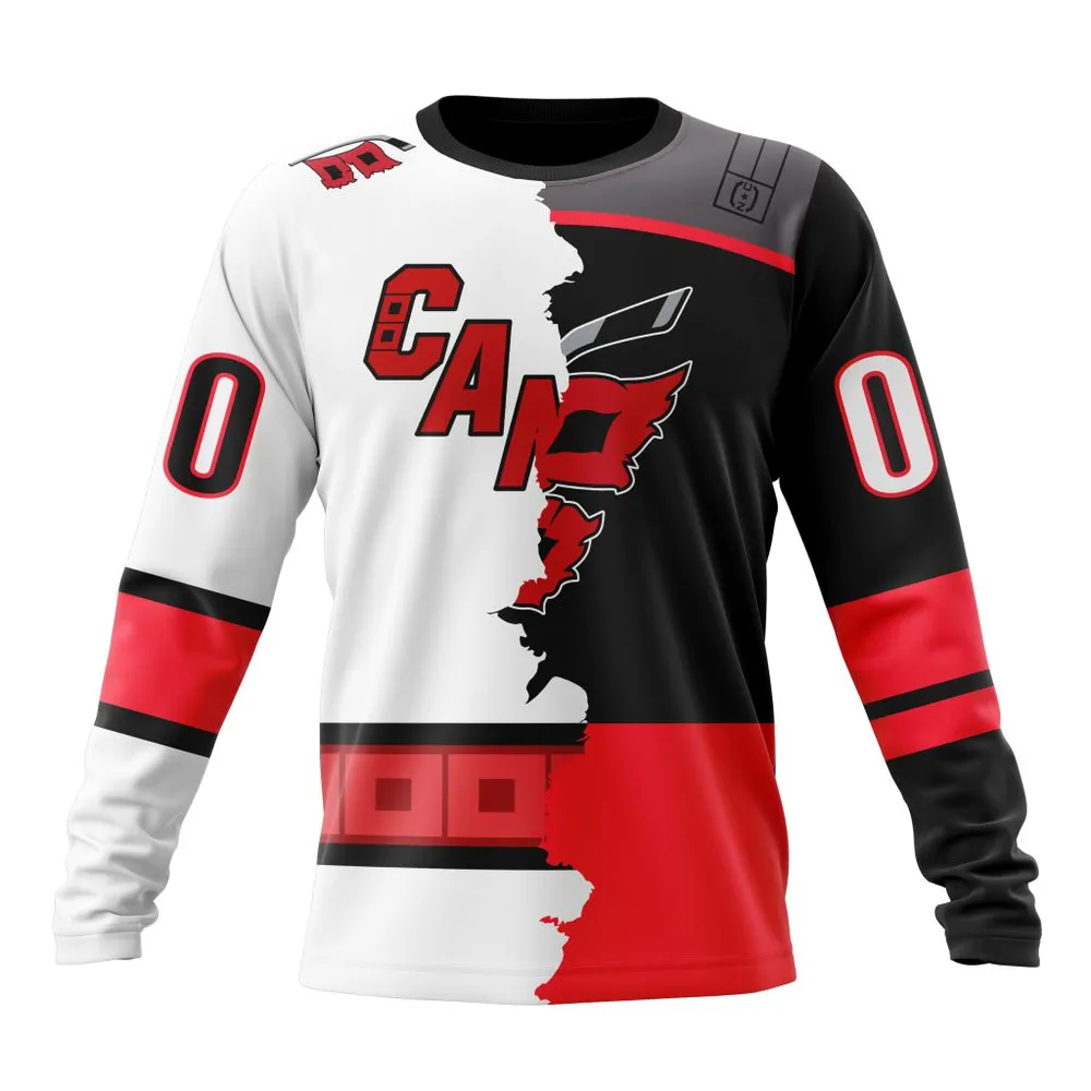 NHL Carolina Hurricanes Personalize Home Mix Away Kits Long Sleeved Sweatshirt 