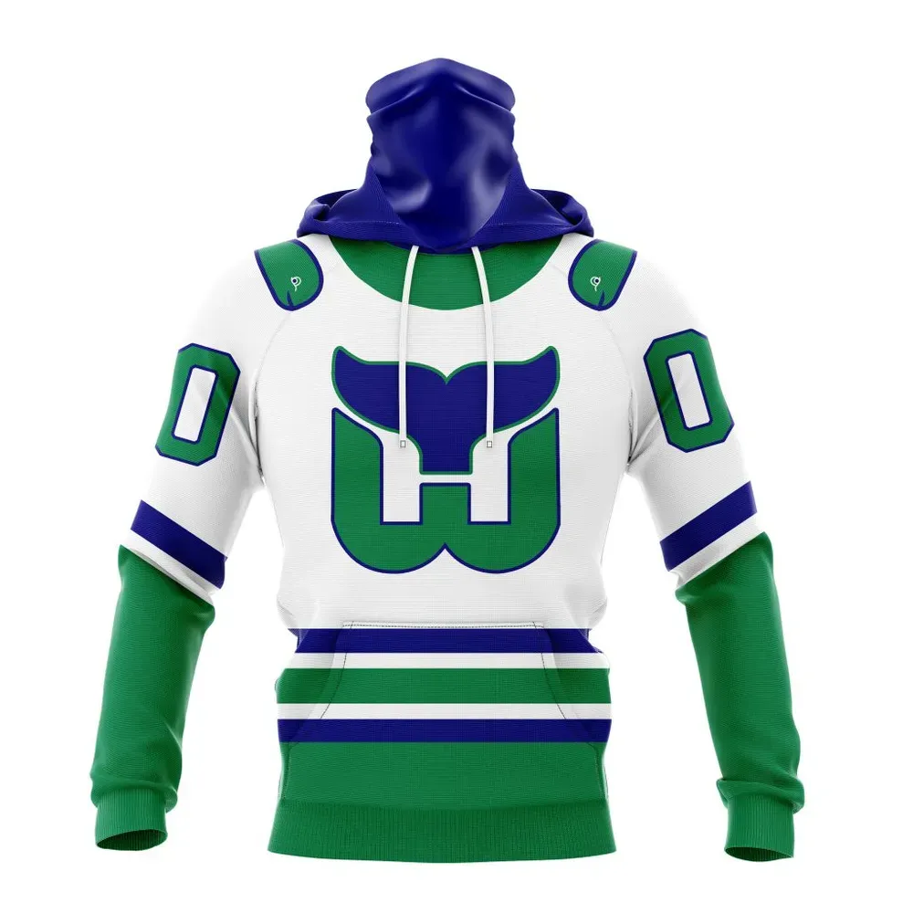 NHL Carolina Hurricanes Personalize White Whalers Kits Mask Hoodie