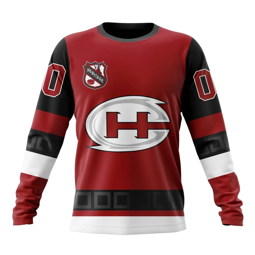 NHL Carolina Hurricanes Personalized Heritage Design St2401 Long Sleeved Sweatshirt 