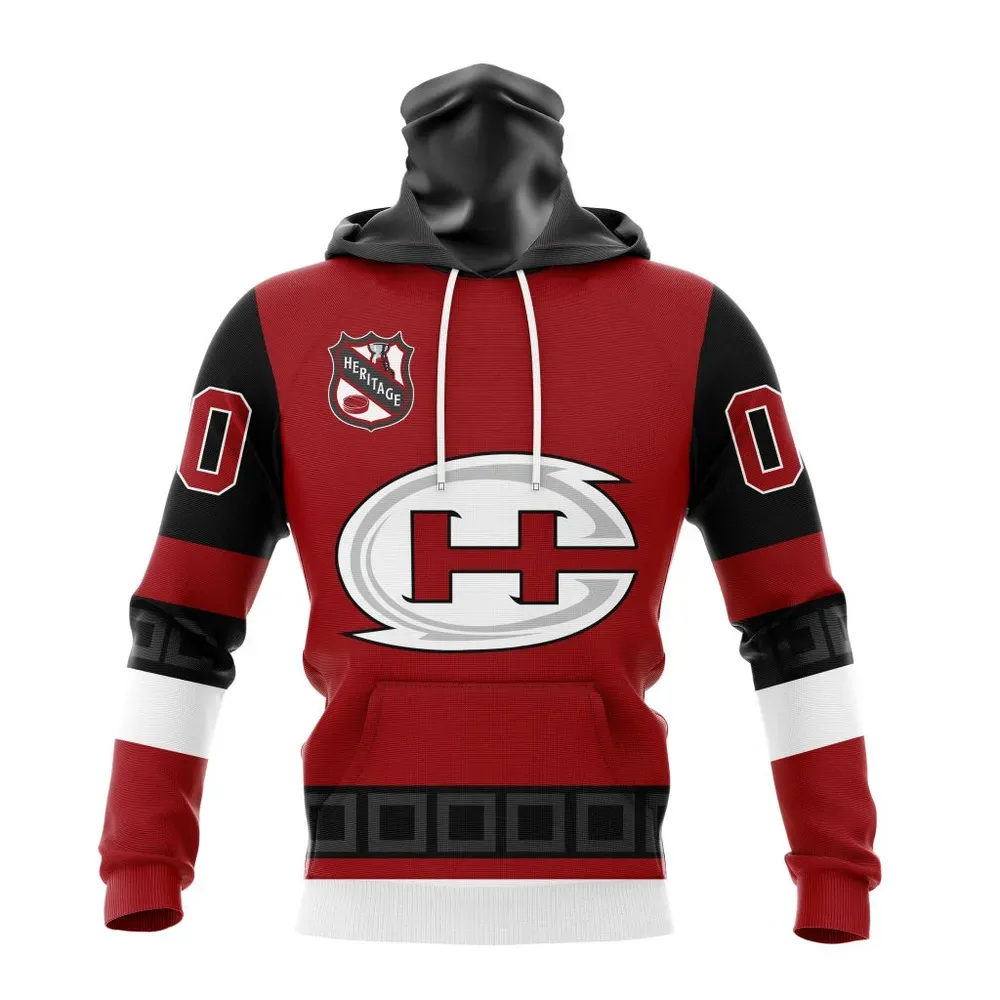 NHL Carolina Hurricanes Personalized Heritage Design St2401 Mask Hoodie