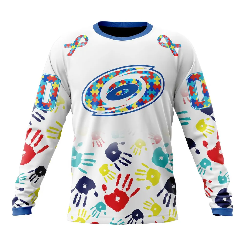 NHL Carolina Hurricanes Special Autism Awareness Design St2203 Long Sleeved Sweatshirt 