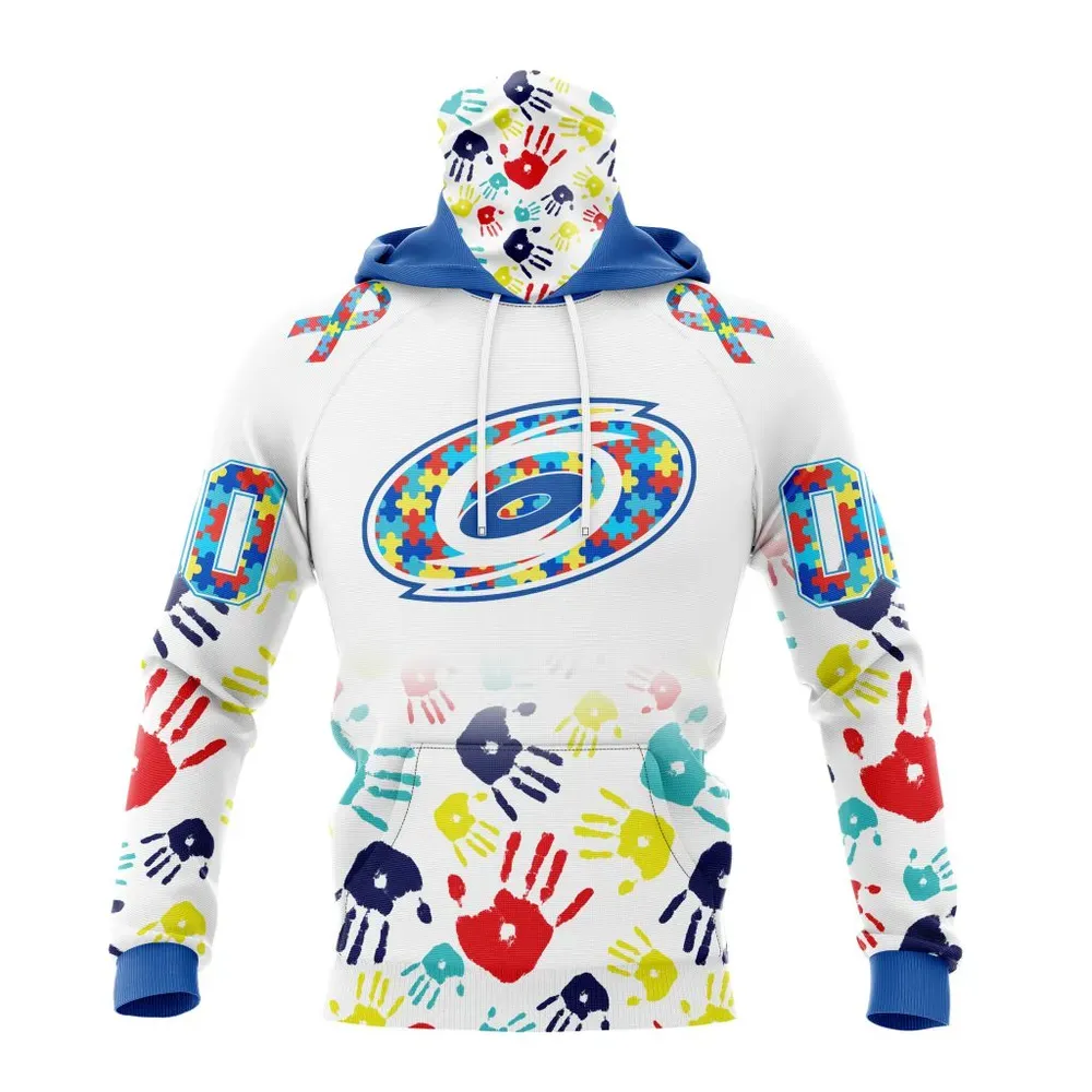 NHL Carolina Hurricanes Special Autism Awareness Design St2203 Mask Hoodie