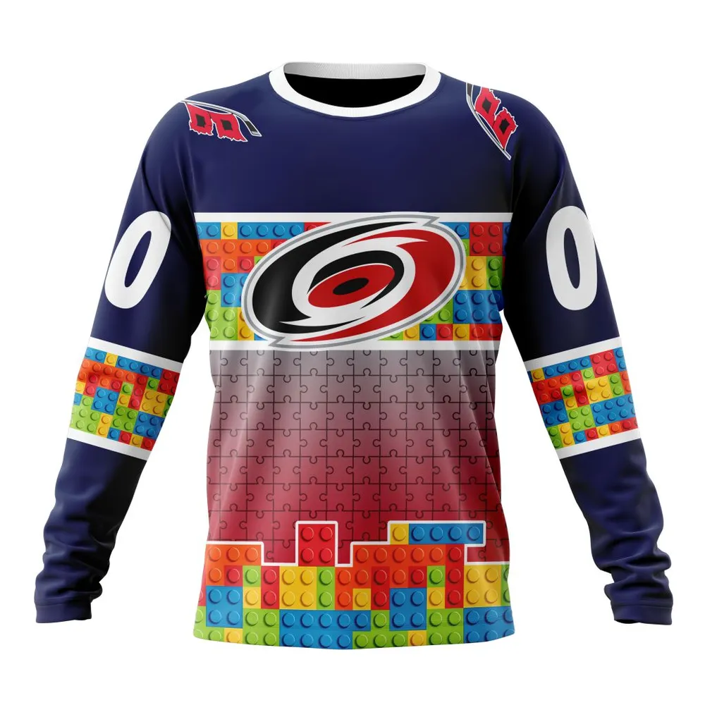 NHL Carolina Hurricanes Special Autism Awareness Design V2301 Long Sleeved Sweatshirt 