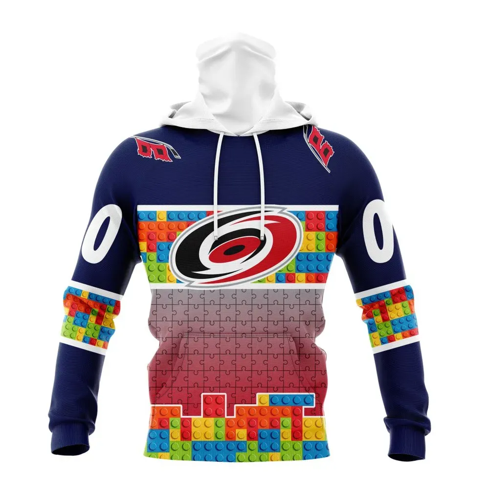 NHL Carolina Hurricanes Special Autism Awareness Design V2301 Mask Hoodie