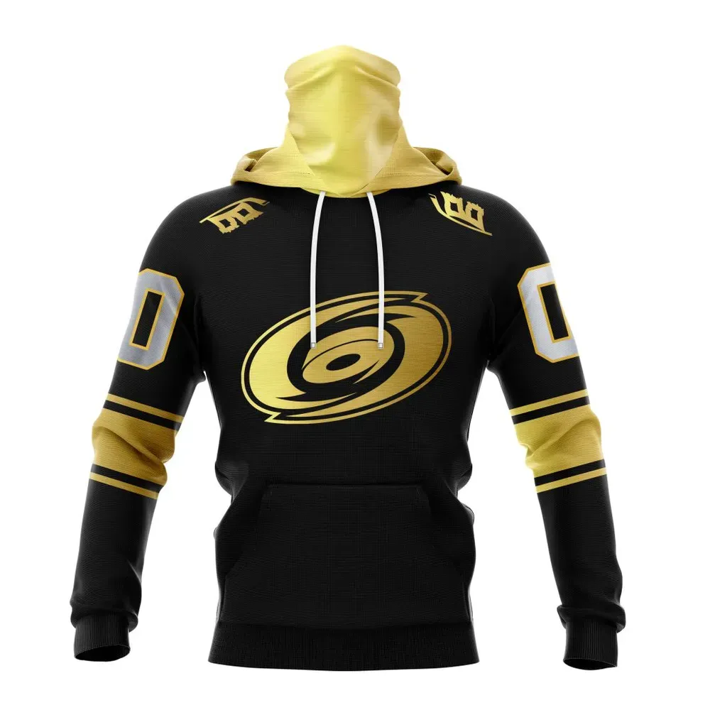 NHL Carolina Hurricanes Special Black And Gold Design St2401 Mask Hoodie