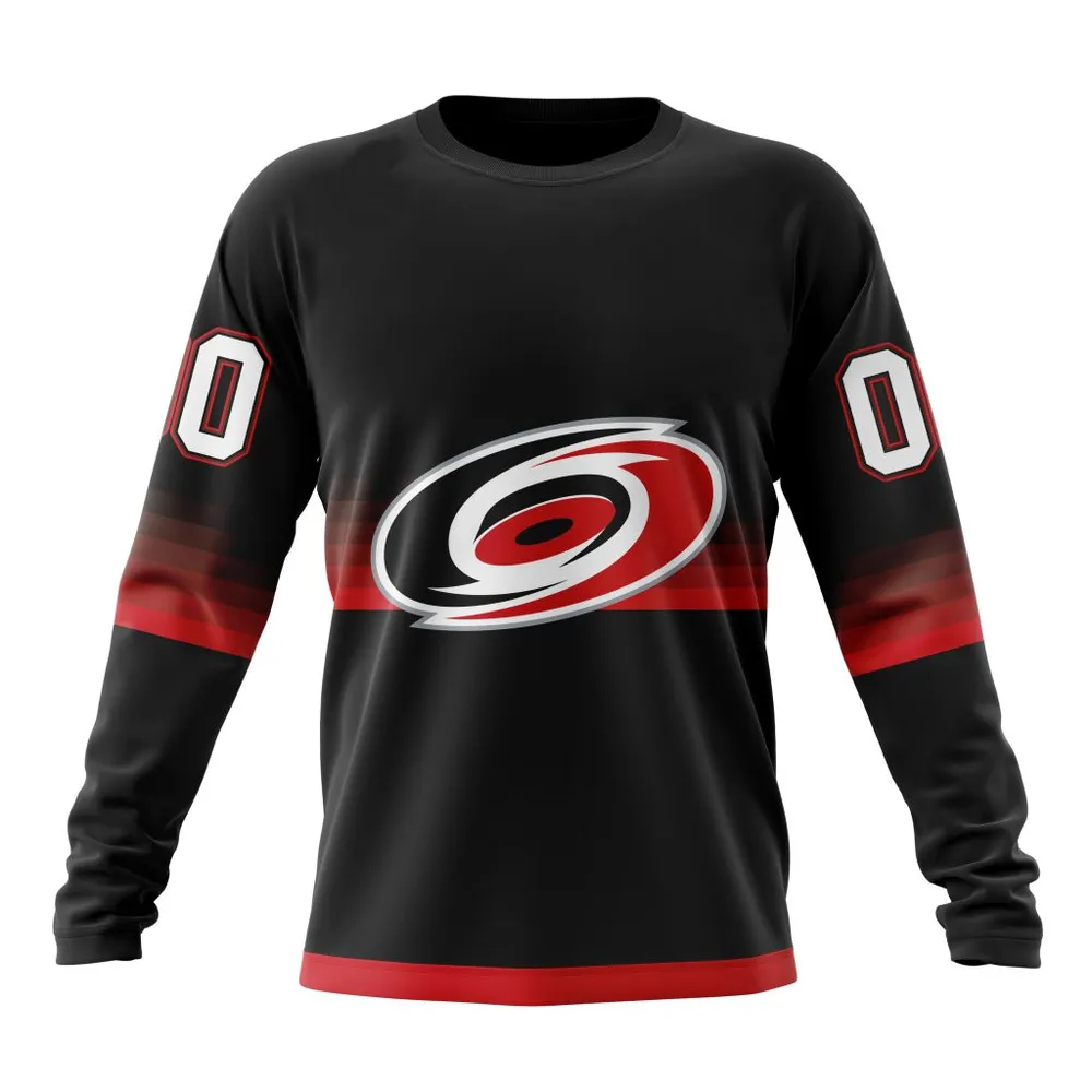 NHL Carolina Hurricanes Special Black And Gradient Design St2301 Long Sleeved Sweatshirt 