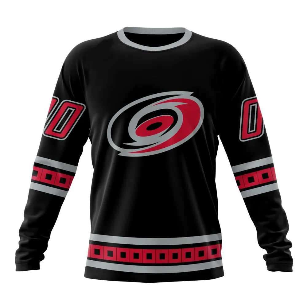 NHL Carolina Hurricanes Special Blackout Design St2401 Long Sleeved Sweatshirt 