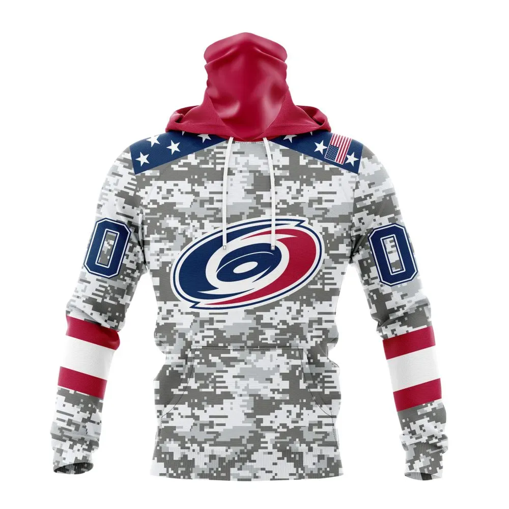 NHL Carolina Hurricanes Special Camo Design For Veterans Day St2301 Mask Hoodie