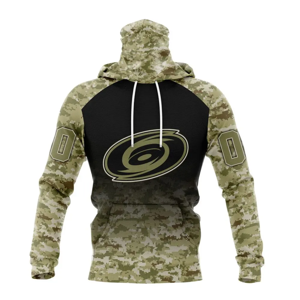 NHL Carolina Hurricanes Special Camo Design For Veterans Day St2302 Mask Hoodie