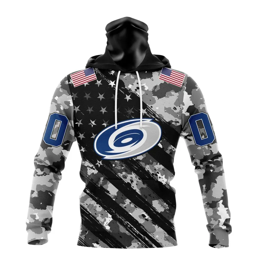 NHL Carolina Hurricanes Special Camo Military Design St2301 Mask Hoodie