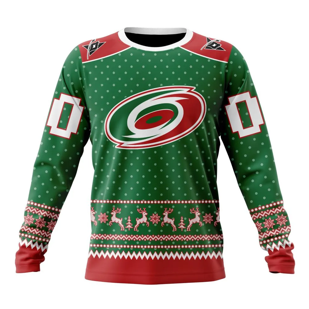 NHL Carolina Hurricanes Special Christmas Apparel St2201 Long Sleeved Sweatshirt 