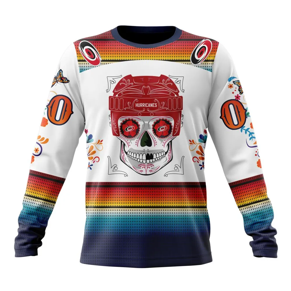 NHL Carolina Hurricanes Special Design For Dia De Los Muertos St2301 Long Sleeved Sweatshirt 