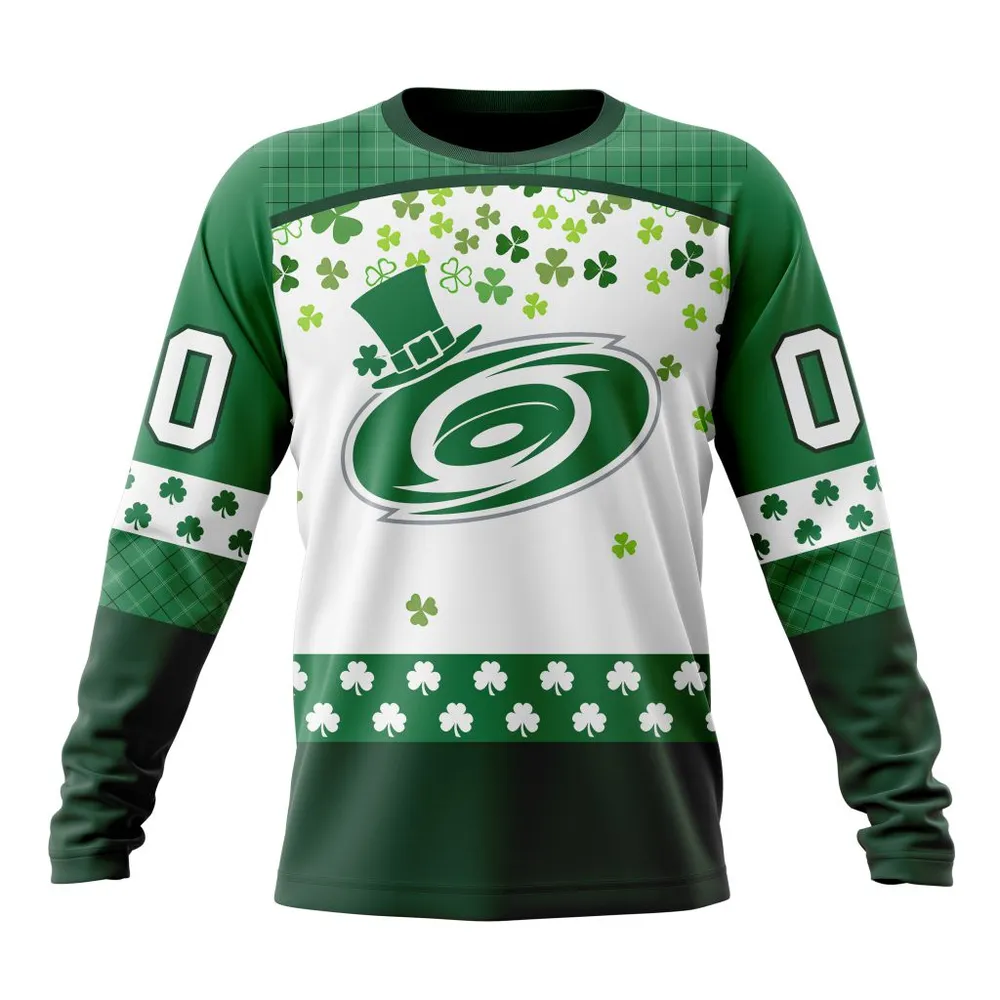 NHL Carolina Hurricanes Special Design For St. Patrick Day St2401 Long Sleeved Sweatshirt 