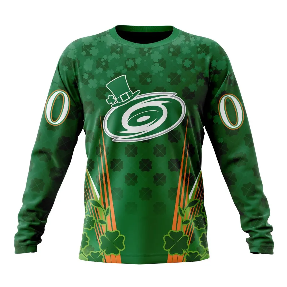 NHL Carolina Hurricanes Special Design For St. Patrickâ€™S Day St2402 Long Sleeved Sweatshirt 