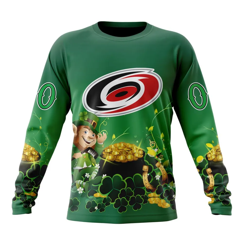 NHL Carolina Hurricanes Special Design For St. Patrickâ€™S Day St2403 Long Sleeved Sweatshirt 