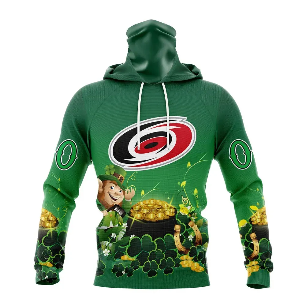 NHL Carolina Hurricanes Special Design For St. Patrickâ€™S Day St2403 Mask Hoodie