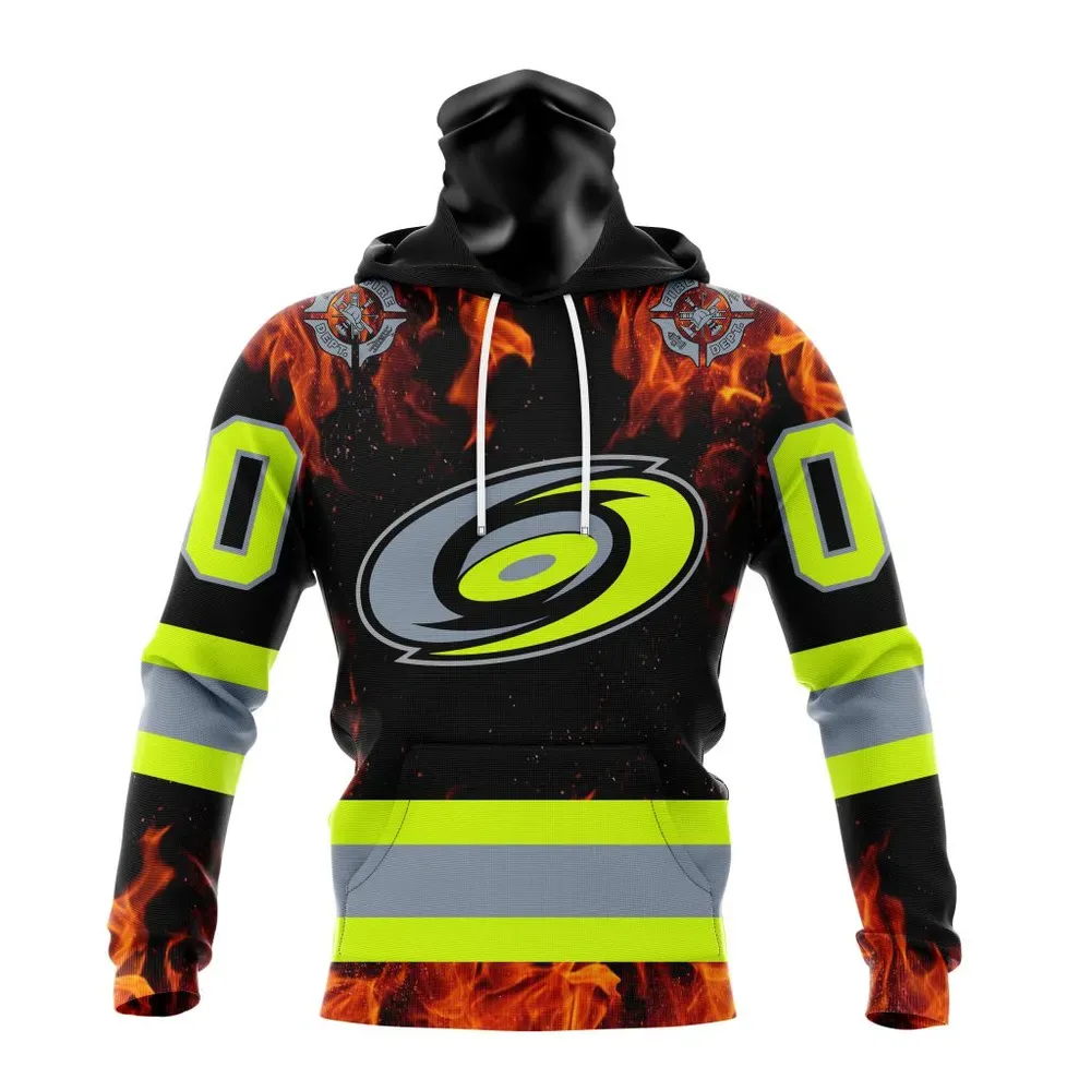 NHL Carolina Hurricanes Special Design Honoring Firefighters St2401 Mask Hoodie