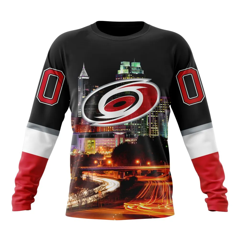 NHL Carolina Hurricanes Special Design With Downtown Skyline St2301 Long Sleeved Sweatshirt 