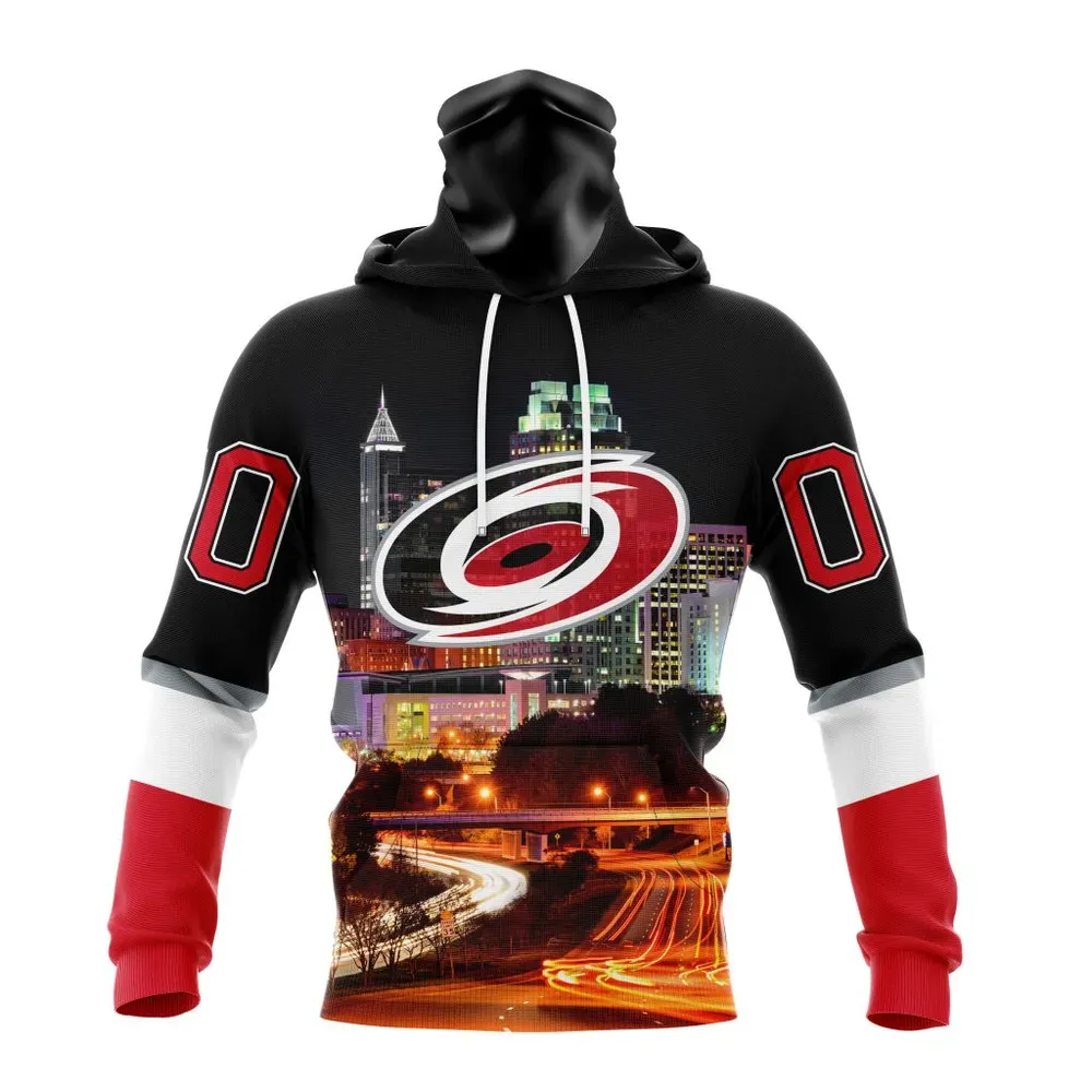 NHL Carolina Hurricanes Special Design With Downtown Skyline St2301 Mask Hoodie