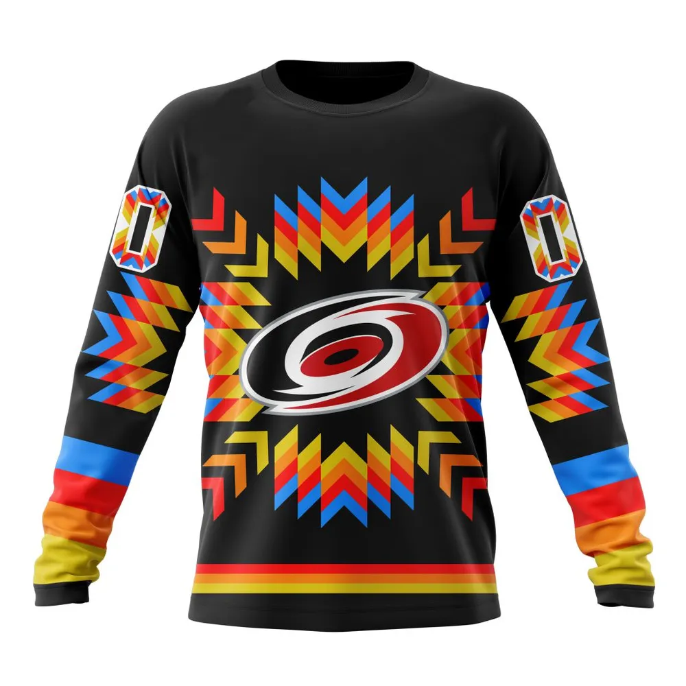 NHL Carolina Hurricanes Special Design With Native Pattern St2306 Long Sleeved Sweatshirt 