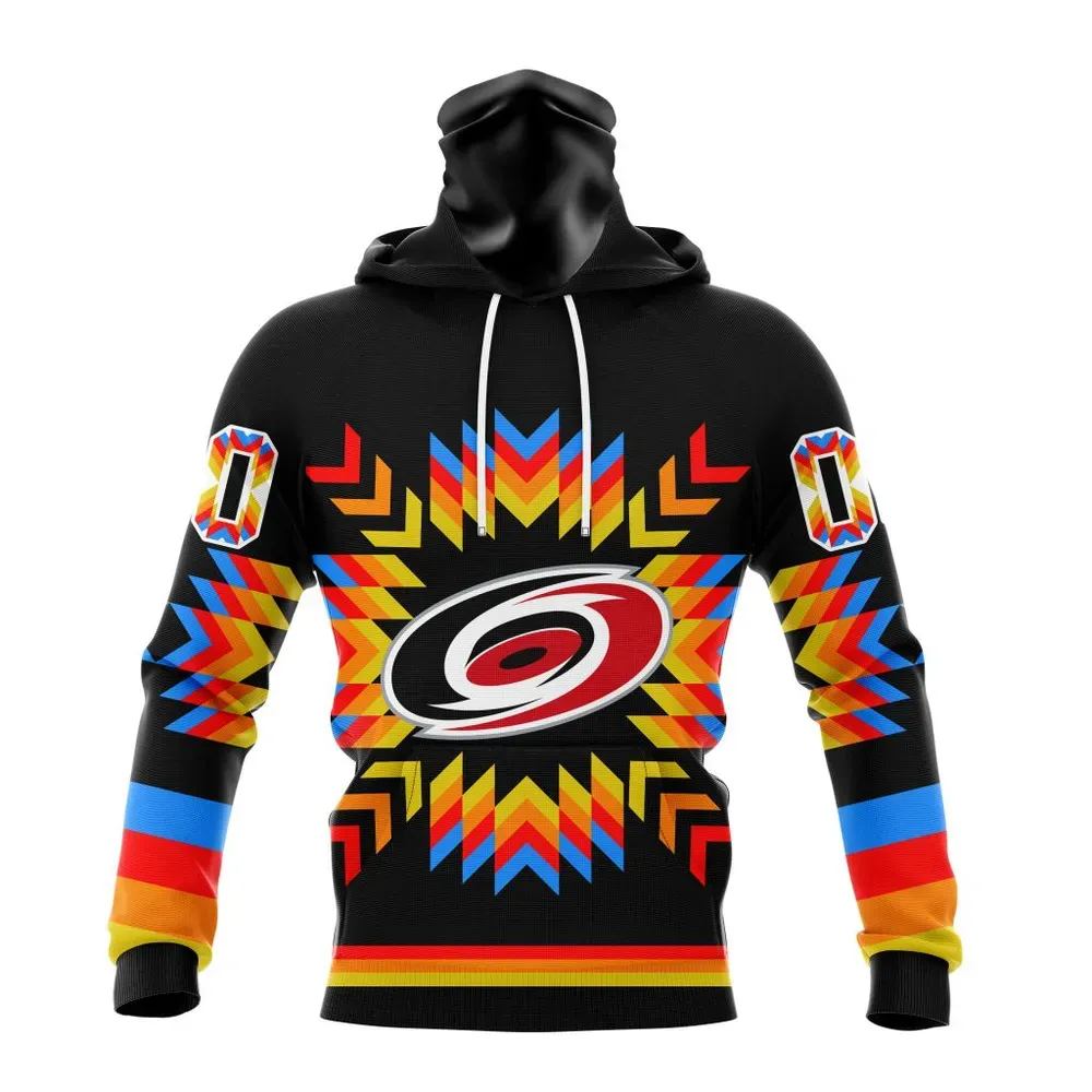 NHL Carolina Hurricanes Special Design With Native Pattern St2306 Mask Hoodie