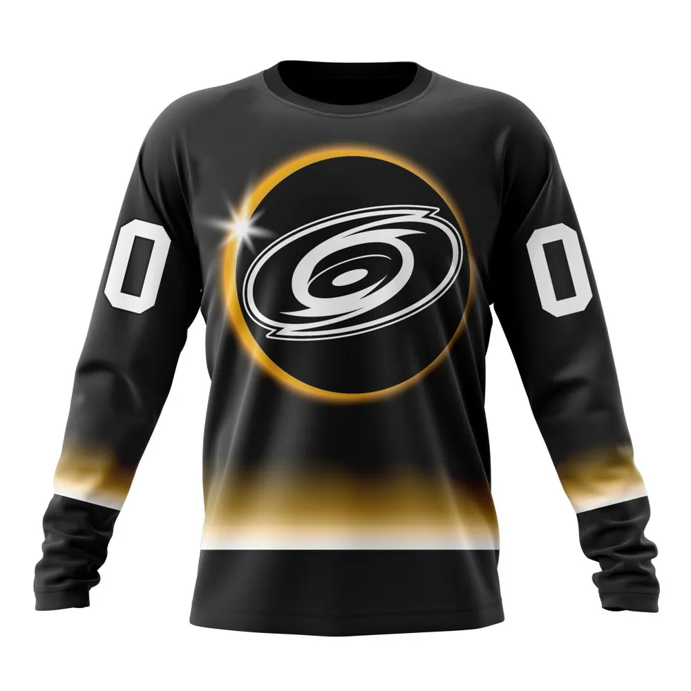 NHL Carolina Hurricanes Special Eclipse Design St2401 Long Sleeved Sweatshirt 